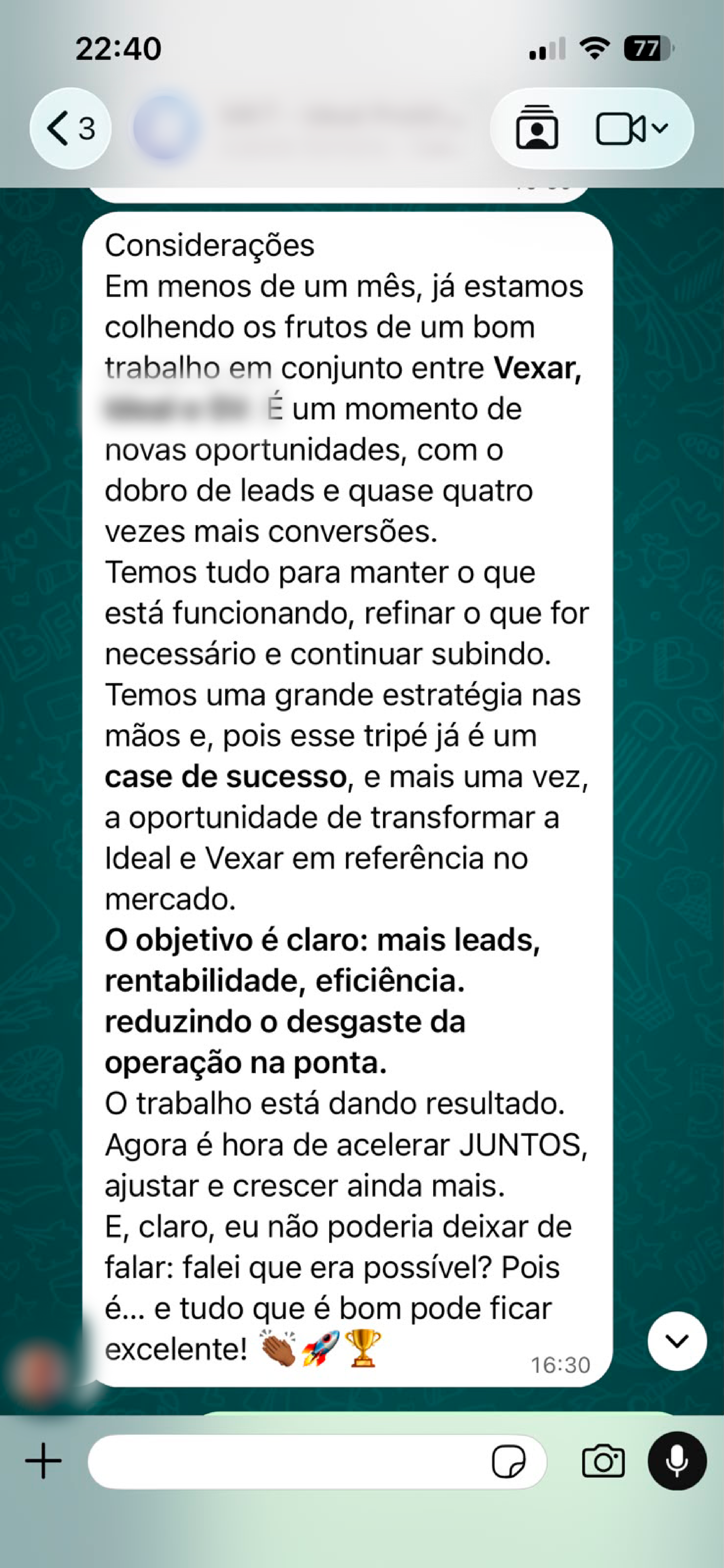 Feedback no grupo do cliente - Métricas e Notificações de Vendas