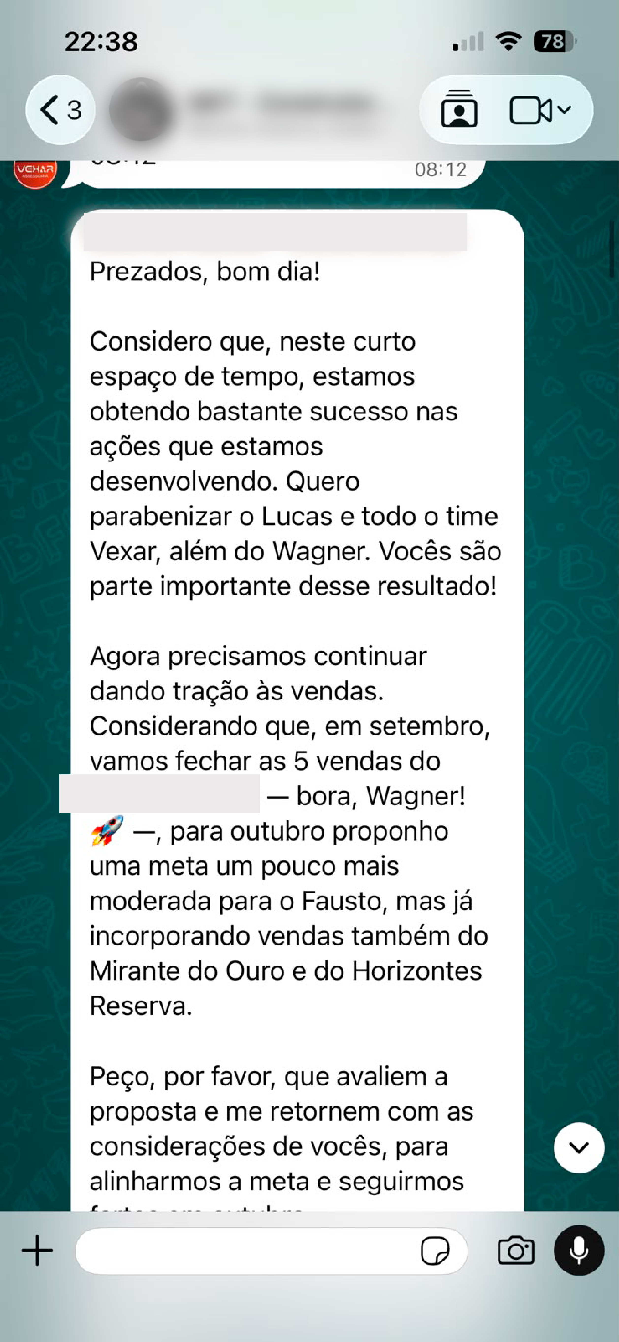 Feedback no grupo do cliente - Validação da Estratégia Comercial