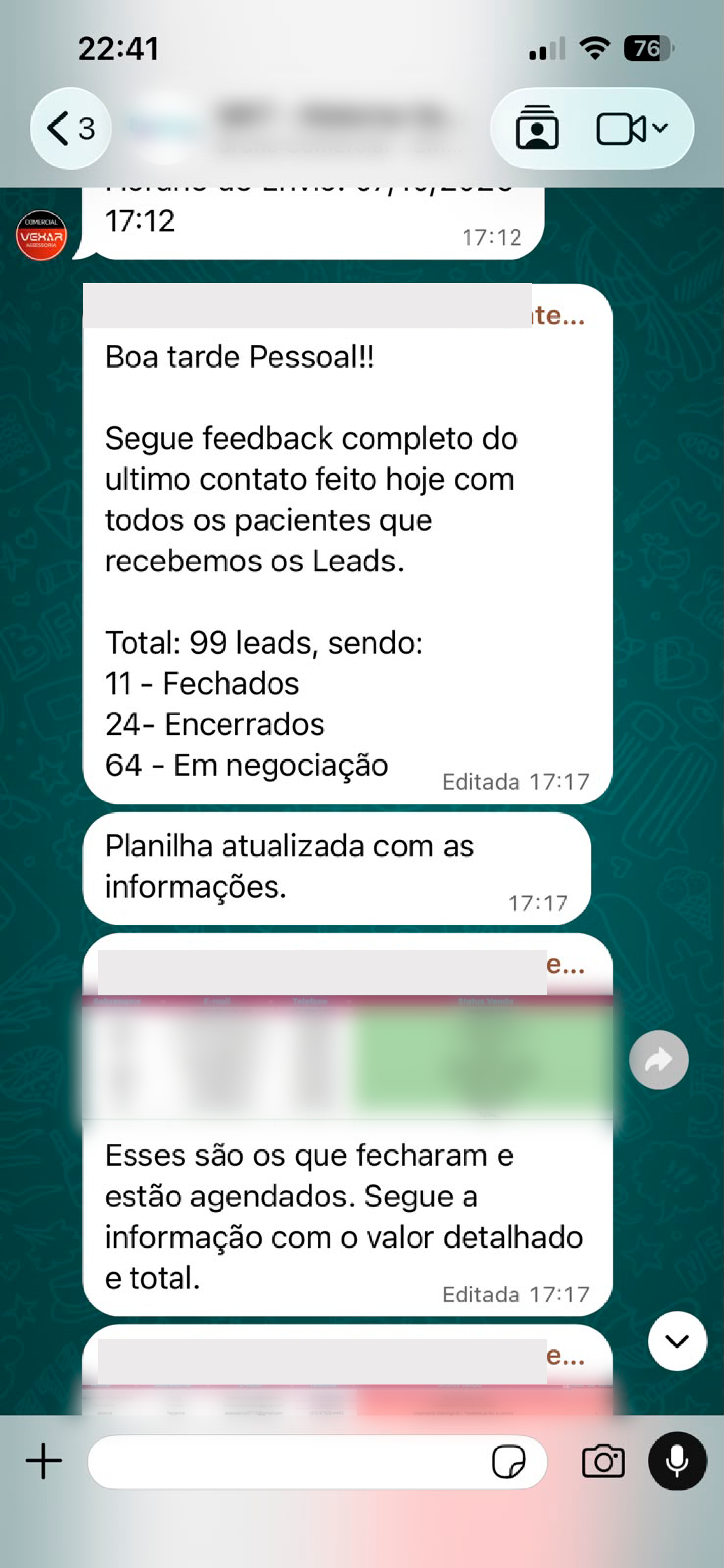 Feedback no grupo do cliente - Meta Superada em Poucos Dias